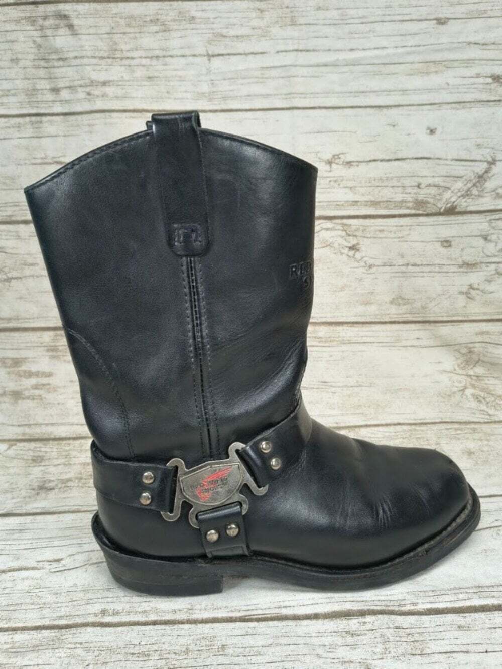 Red Wing Black Leather 969 Harness Motorcycle Engineer Boots Men Size 10.5 E2